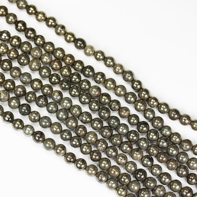 Natural Pyrite, 4mm Round Gemtsone, One Full Strand Beads Strand,0.6mm hole, 16"