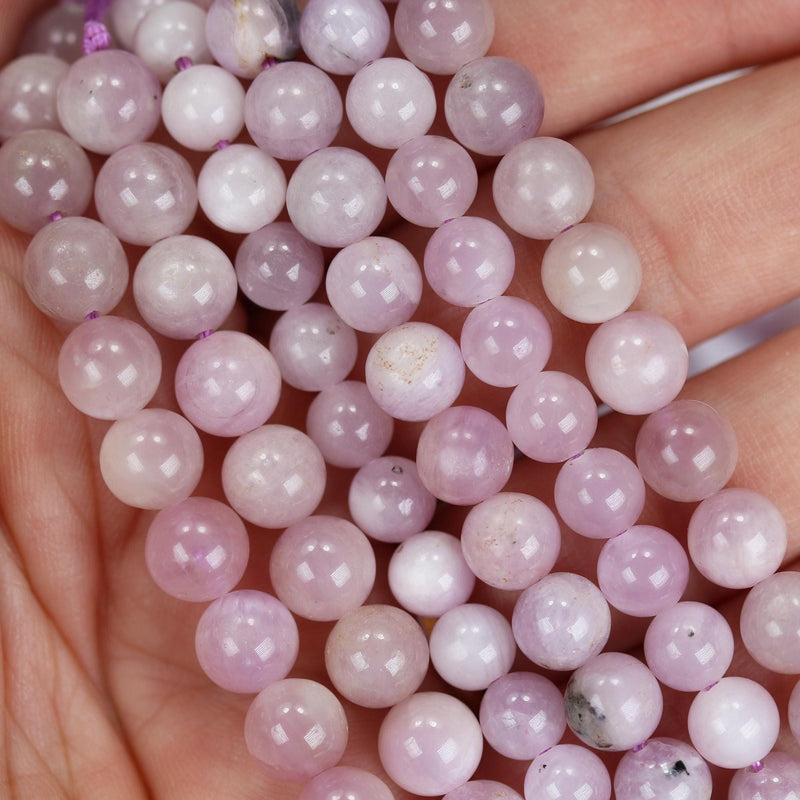 Natural Kunzite, 6.5mm Beads, Full Strand, Purple Round Gemstone Strand, 16 inch, About 60 beads, 1mm hole