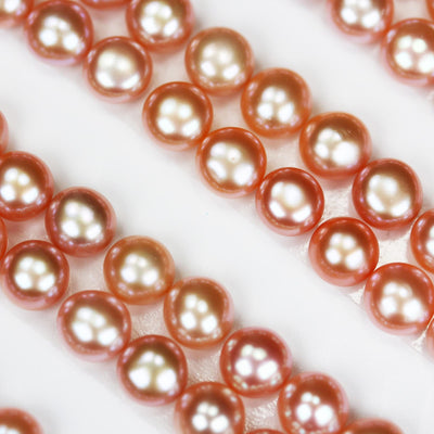 Freshwater Pearl, 6-6.5mm AAAA Half Drilled Rose Button Round Pearl Studs, For Making Earring/Ring, Hole 1mm