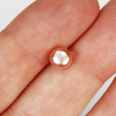 Freshwater Pearl, 6-6.5mm AAAA Half Drilled Rose Button Round Pearl Studs, For Making Earring/Ring, Hole 1mm