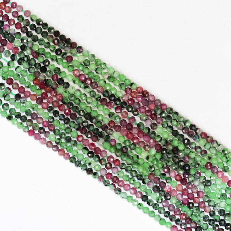 Natural Ruby in Zoisite, 3.5mm Faceted Round, One Full strand, about 120 beads, 3.5mm beads, 0.6mm hole