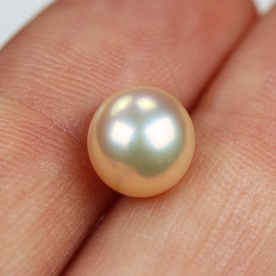 Freshwater Pearl, 8.5-9mm AAAA Half Drilled Button Rose Color Round Pearl Studs, For Making Earring/Ring, hole 1mm