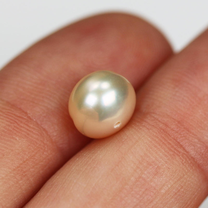 Freshwater Pearl, 8.5-9mm AAAA Half Drilled Button Rose Color Round Pearl Studs, For Making Earring/Ring, hole 1mm
