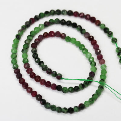 Natural Ruby in Zoisite, 3.5mm Faceted Round, One Full strand, about 120 beads, 3.5mm beads, 0.6mm hole