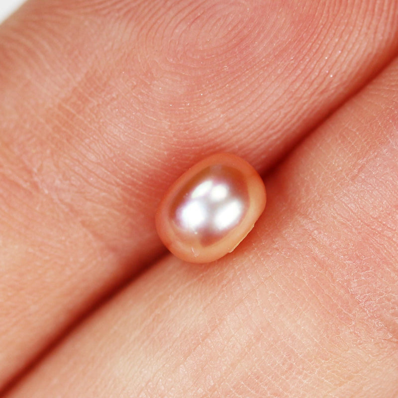 Freshwater Pearl, 6-6.5mm AAAA Half Drilled Rose Button Round Pearl Studs, For Making Earring/Ring, Hole 1mm
