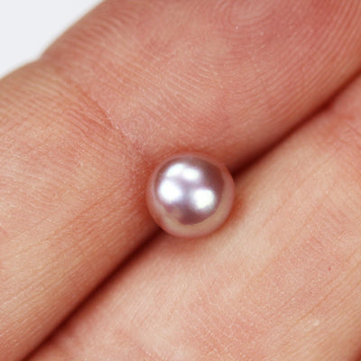 Freshwater Pearl, 6-6.5mm 1 pair AAAA Half Drilled Lavender Color Button Round Pearl Studs, for Making Earrings/Ring, hole 1mm