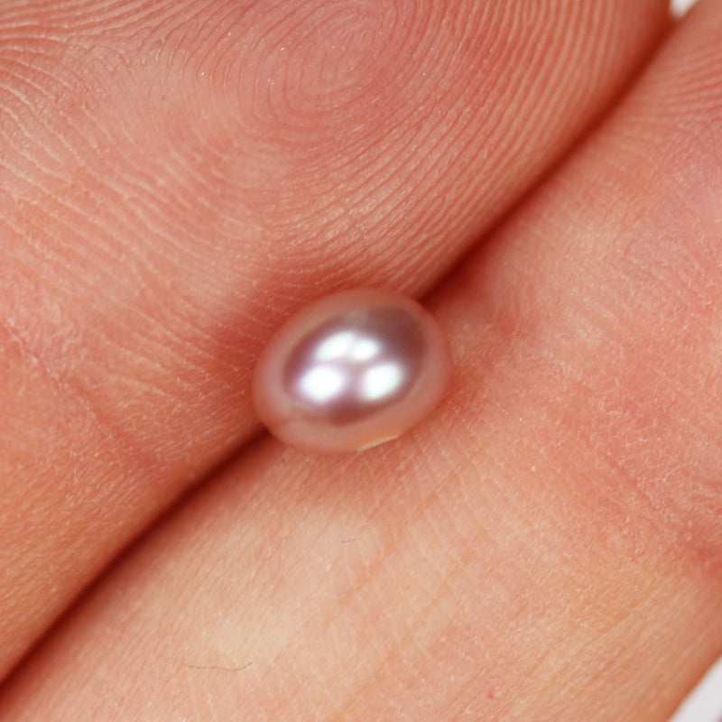 Freshwater Pearl, 6-6.5mm 1 pair AAAA Half Drilled Lavender Color Button Round Pearl Studs, for Making Earrings/Ring, hole 1mm