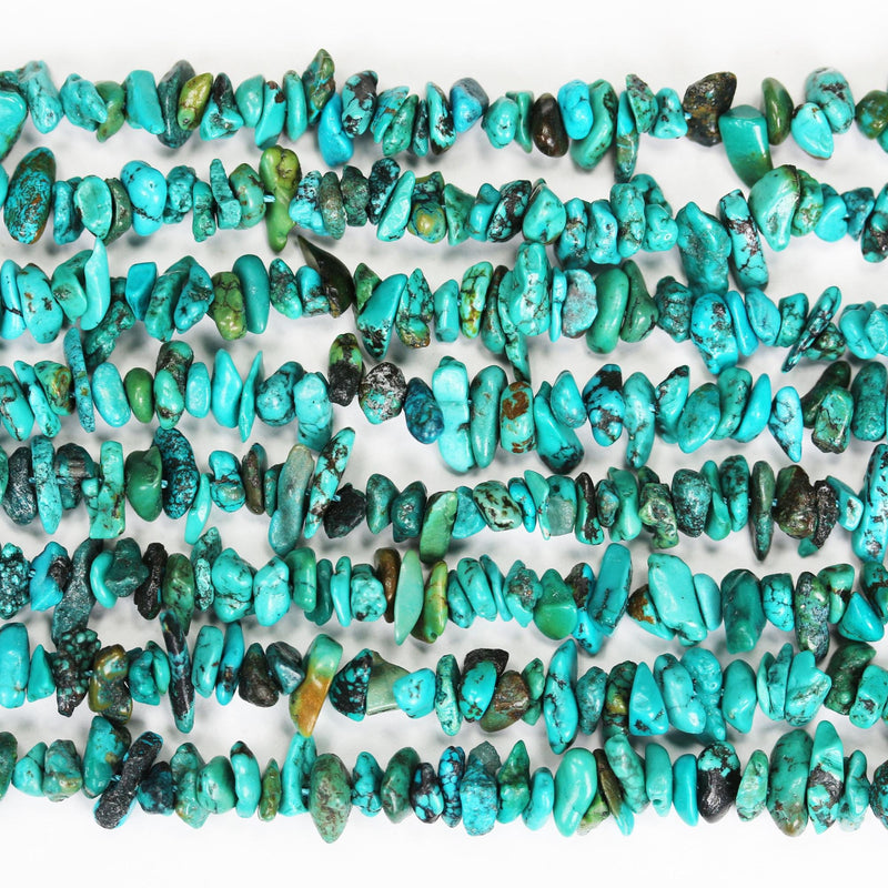 Natural Blue Green Turquoise, 4-7mm Natural Nugget Chip Shape Gemstone bead, 15.5 inch, 1mm hole, around 190 Beads