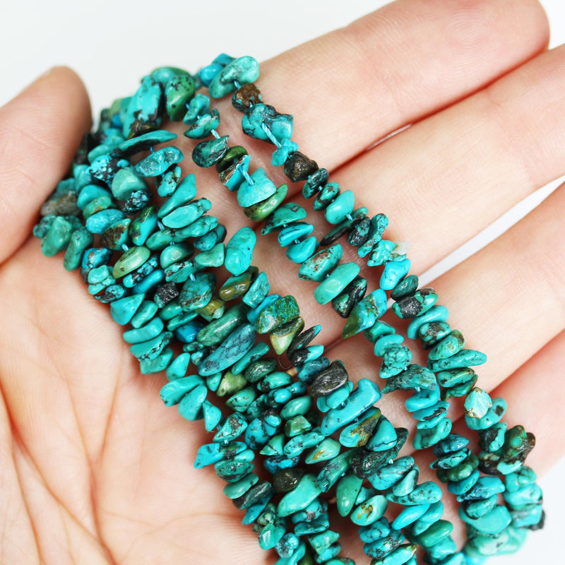 Natural Blue Green Turquoise, 4-7mm Natural Nugget Chip Shape Gemstone bead, 15.5 inch, 1mm hole, around 190 Beads