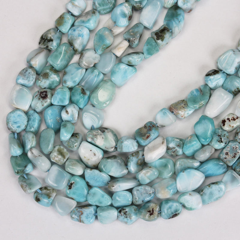 Natural Larimar, 7-12mm*8mm Natural Nugget Shape Gemstone Chips, 16 inch, 1mm hole, about 40 beads