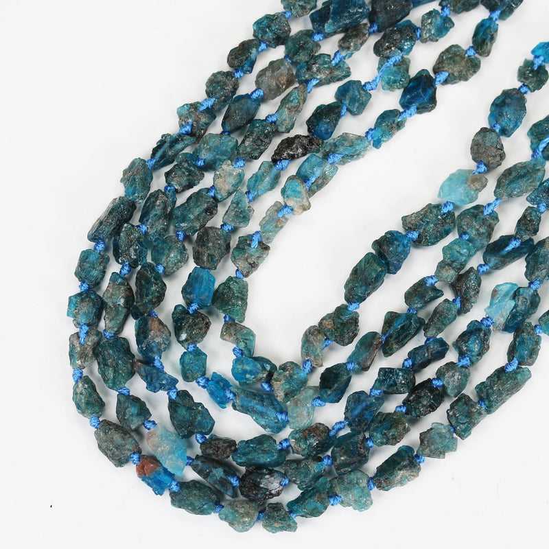 Natural Apatite, 7-9mm Rough Natural Nugget Shape Gemstone Chips, 16 inch ,1mm hole, Around 50 pcs