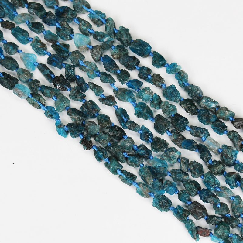 Natural Apatite, 7-9mm Rough Natural Nugget Shape Gemstone Chips, 16 inch ,1mm hole, Around 50 pcs