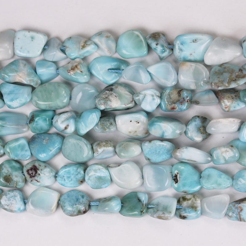 Natural Larimar, 7-12mm*8mm Natural Nugget Shape Gemstone Chips, 16 inch, 1mm hole, about 40 beads