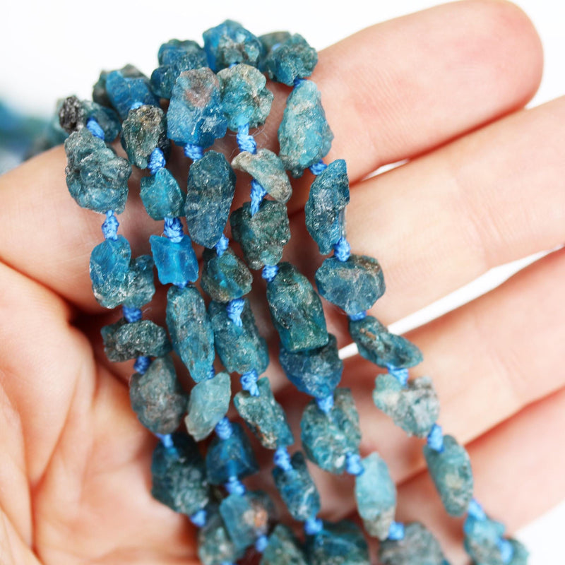 Natural Apatite, 7-9mm Rough Natural Nugget Shape Gemstone Chips, 16 inch ,1mm hole, Around 50 pcs
