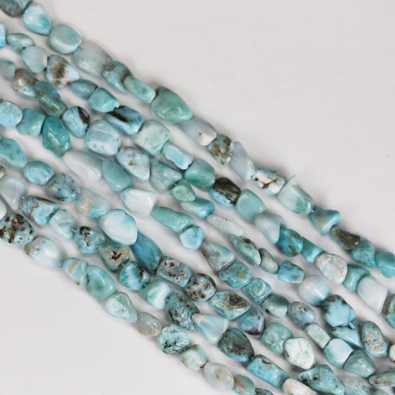 Natural Larimar, 7-12mm*8mm Natural Nugget Shape Gemstone Chips, 16 inch, 1mm hole, about 40 beads