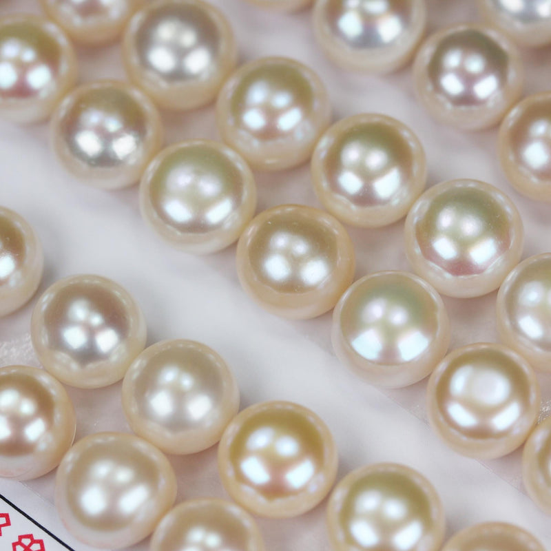 Freshwater pearl, 10-10.5mm 1 pair AAAA Half Drilled White Button Round Pearl Studs, For Making Earring/Ring, Hole 1mm