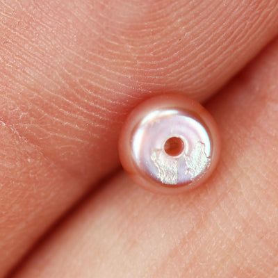 Freshwater Pearl, 5-5.5mm AAAA Half Drilled Rose/Lavender Button Round Pearl Studs, for making earring/ring , hole 1mm