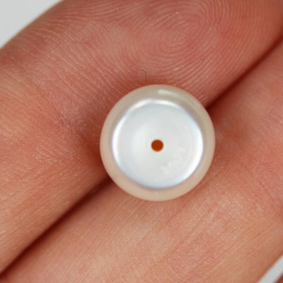 Freshwater pearl, 10-10.5mm 1 pair AAAA Half Drilled White Button Round Pearl Studs, For Making Earring/Ring, Hole 1mm