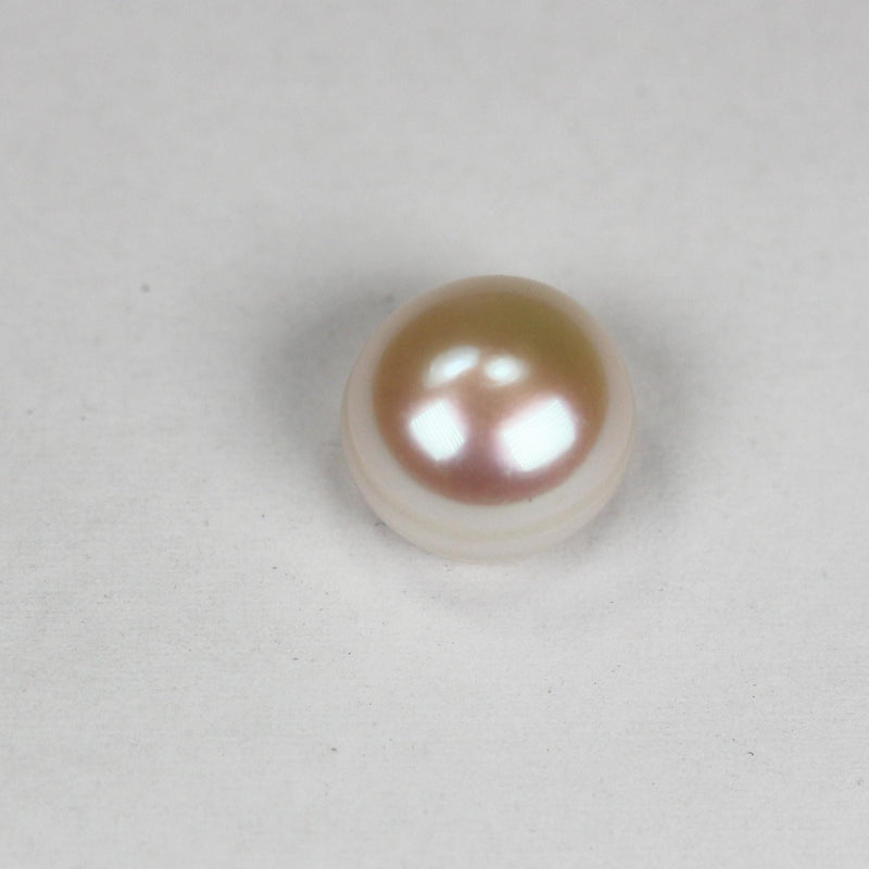 Freshwater pearl, 10-10.5mm 1 pair AAAA Half Drilled White Button Round Pearl Studs, For Making Earring/Ring, Hole 1mm