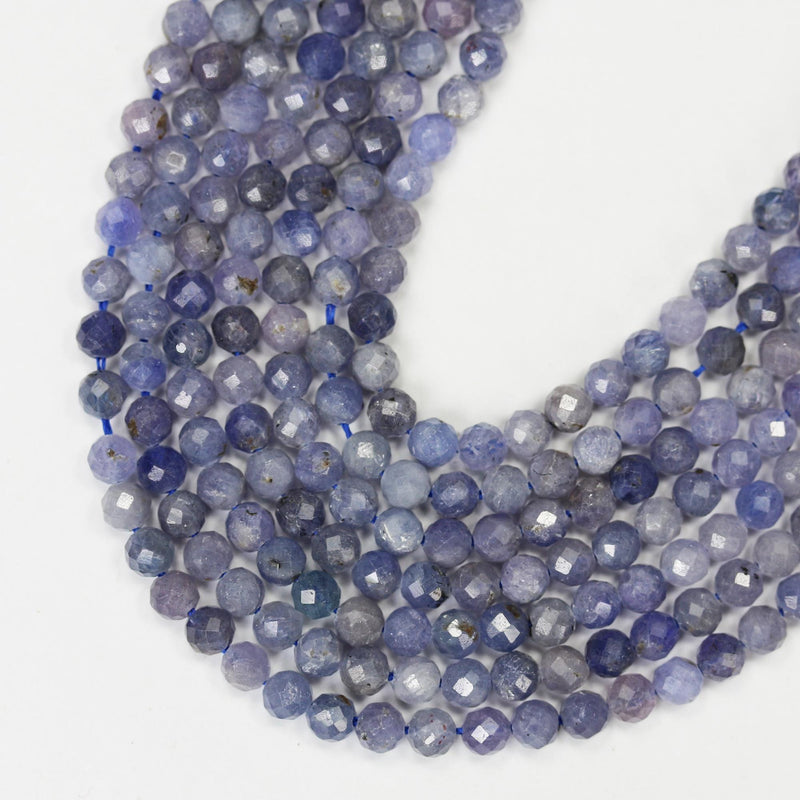 Tanzanite, 4mm Faceted Round Natural Gemstone, One Full Strand ,16", 0.6mm hole, about 100 beads