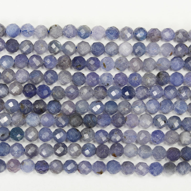 Tanzanite, 4mm Faceted Round Natural Gemstone, One Full Strand ,16", 0.6mm hole, about 100 beads