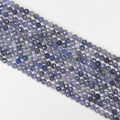 Tanzanite, 4mm Faceted Round Natural Gemstone, One Full Strand ,16", 0.6mm hole, about 100 beads