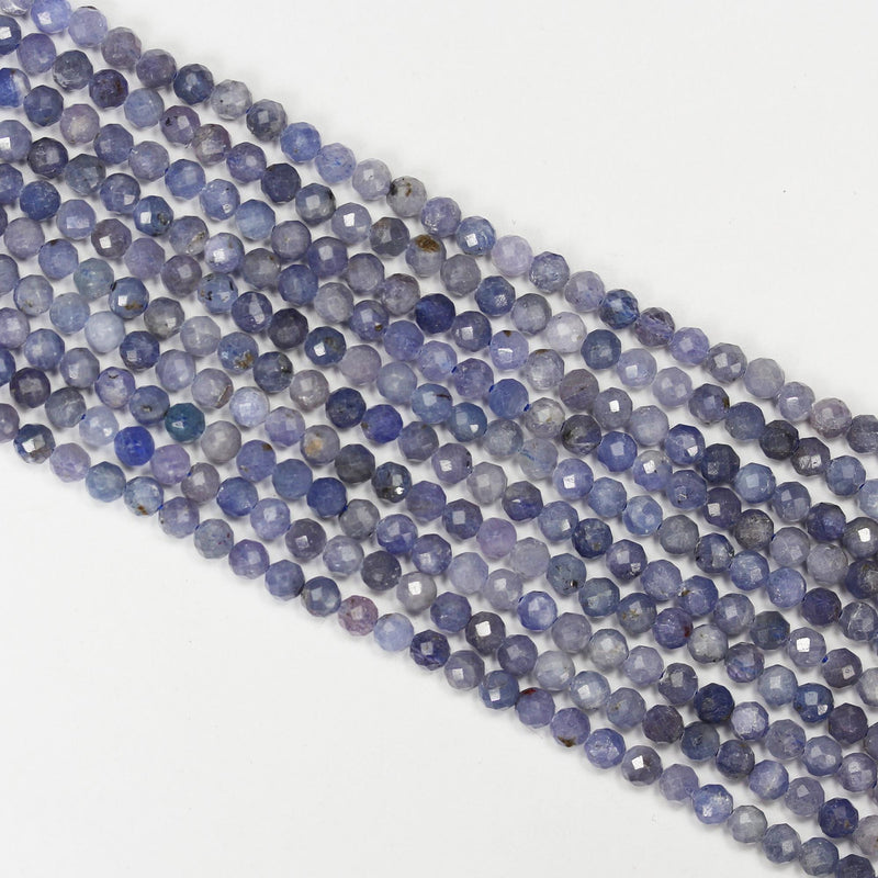 Tanzanite, 4mm Faceted Round Natural Gemstone, One Full Strand ,16", 0.6mm hole, about 100 beads