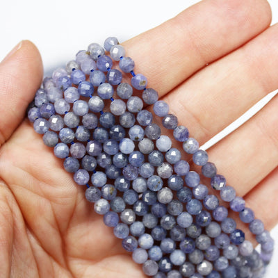Tanzanite, 4mm Faceted Round Natural Gemstone, One Full Strand ,16", 0.6mm hole, about 100 beads