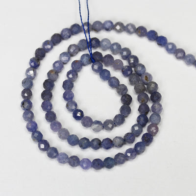 Tanzanite, 4mm Faceted Round Natural Gemstone, One Full Strand ,16", 0.6mm hole, about 100 beads