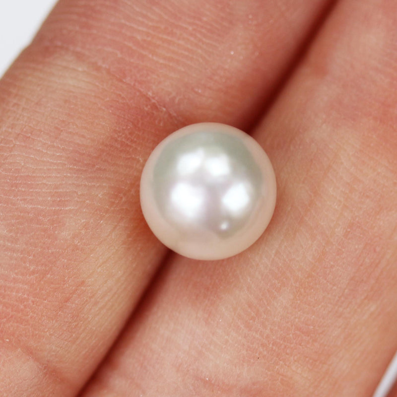 Natural Freshwater Pearl, 8-9mm 1 Pair AAAAA No Hole White Round Pearl , For Making Earring/Ring