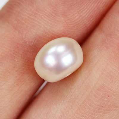 Freshwater Pearl, 9-9.5mm 1 Pair AAAA Half Drilled White Button Round Pearl Studs, For Making Earring/Ring, Hole 1mm