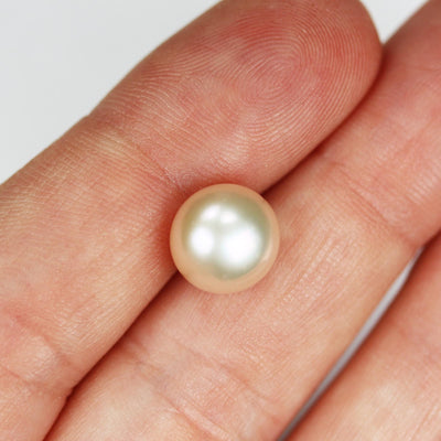 Freshwater Pearl, 9.5-10mm AAAA Half Drilled Button Rose Color Round Pearl Studs, For Making Earring/Ring, hole 1mm