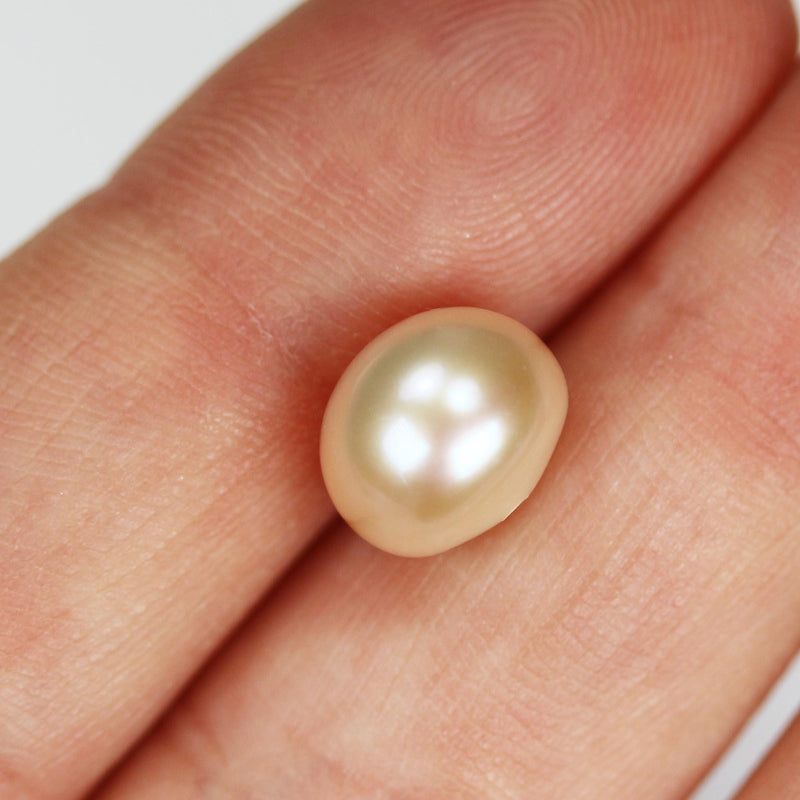 Freshwater Pearl, 9.5-10mm AAAA Half Drilled Button Rose Color Round Pearl Studs, For Making Earring/Ring, hole 1mm