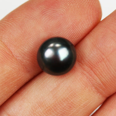 Freshwater Pearl, 9-9.5mm 1 Pair AAAA Half Drilled Peacock Color Button Round Pearl Studs, For Making Earring/Ring, Hole 1mm
