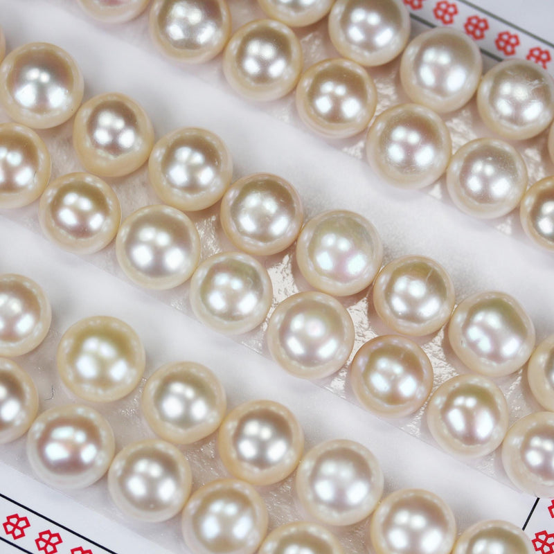 Freshwater Pearl, 8-8.5mm AAAA Half Drilled Button White Round Pearl Studs, For Making Earring/Ring, hole 1mm
