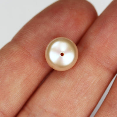 Freshwater Pearl, 9.5-10mm AAAA Half Drilled Button Rose Color Round Pearl Studs, For Making Earring/Ring, hole 1mm