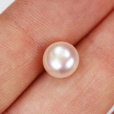 Freshwater Pearl, 8-8.5mm AAAA Half Drilled Button White Round Pearl Studs, For Making Earring/Ring, hole 1mm