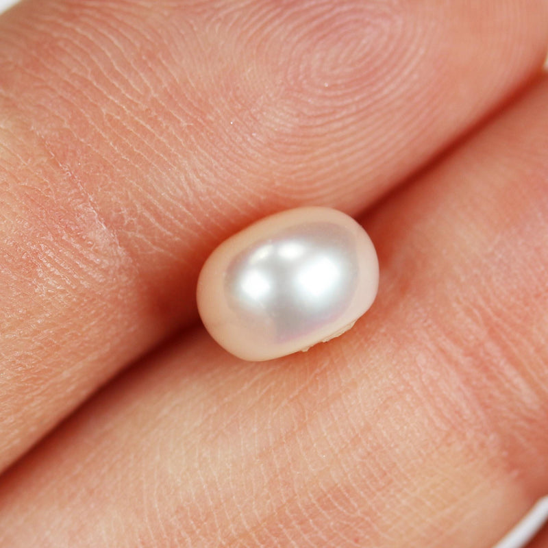 Freshwater Pearl, 8-8.5mm AAAA Half Drilled Button White Round Pearl Studs, For Making Earring/Ring, hole 1mm