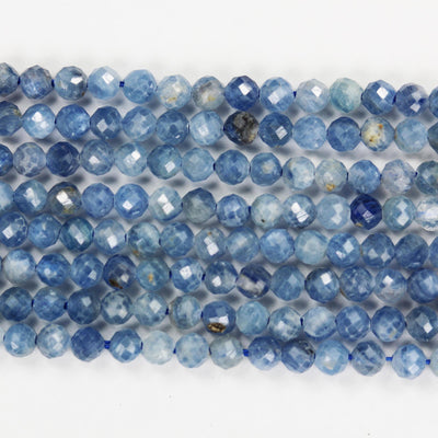 Kyanite,  3mm Faceted Round Natural  Gemstone Beads, One full strand, 16", 0.6mm hole, about 100 beads