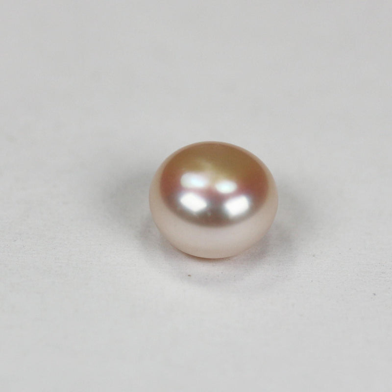 Freshwater Pearl, 8-8.5mm AAAA Half Drilled Button White Round Pearl Studs, For Making Earring/Ring, hole 1mm