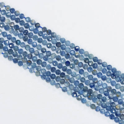 Kyanite,  3mm Faceted Round Natural  Gemstone Beads, One full strand, 16", 0.6mm hole, about 100 beads