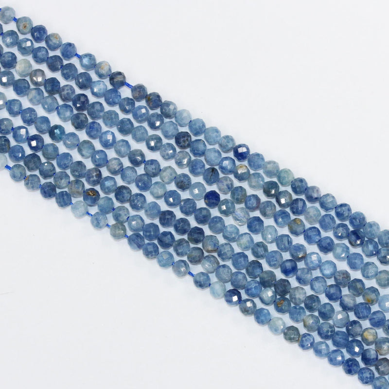 Kyanite,  3mm Faceted Round Natural  Gemstone Beads, One full strand, 16", 0.6mm hole, about 100 beads