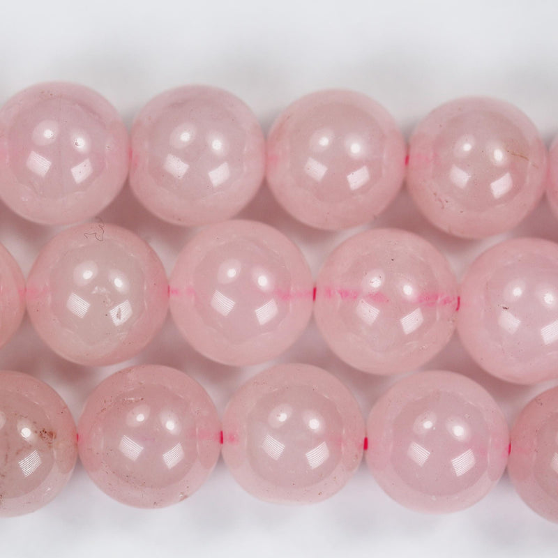 Genuine Natural  Rose Quartz Gemstone, Pink 12mm Round Strand, 16" Strand, About 30 Beads, Hole 1mm