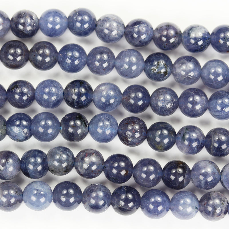 Natural Iolite, 6mm Natural Gemstone, Round, One Full 16" Strand About 55 Beads, Hole 1mm