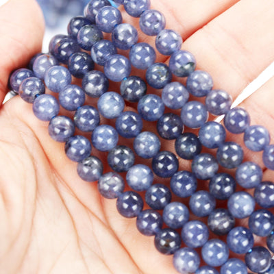 Natural Iolite, 6mm Natural Gemstone, Round, One Full 16" Strand About 55 Beads, Hole 1mm