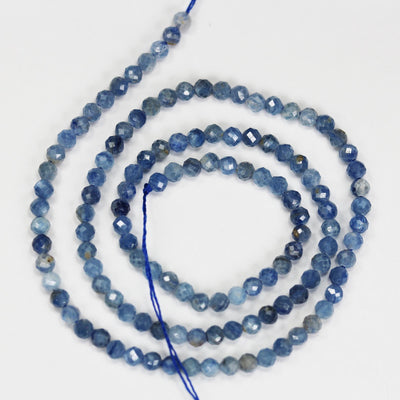 Kyanite,  3mm Faceted Round Natural  Gemstone Beads, One full strand, 16", 0.6mm hole, about 100 beads