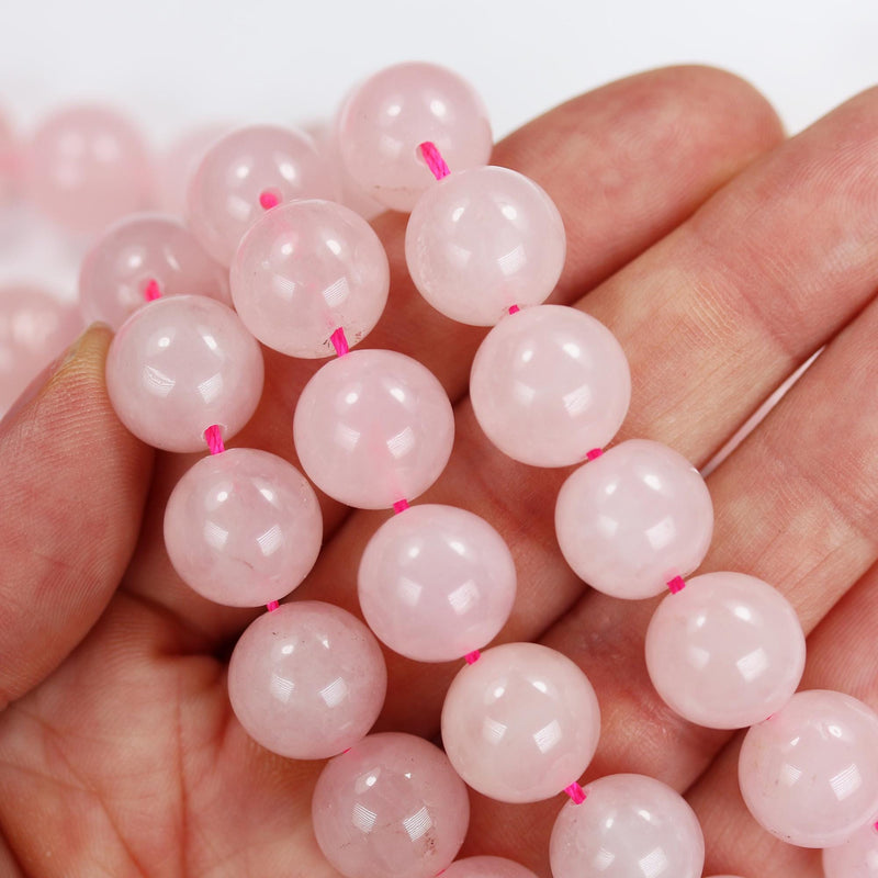 Genuine Natural  Rose Quartz Gemstone, Pink 12mm Round Strand, 16" Strand, About 30 Beads, Hole 1mm