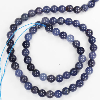 Natural Iolite, 6mm Natural Gemstone, Round, One Full 16" Strand About 55 Beads, Hole 1mm