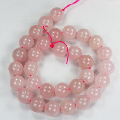 Genuine Natural  Rose Quartz Gemstone, Pink 12mm Round Strand, 16" Strand, About 30 Beads, Hole 1mm