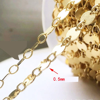 14K Gold Filled Chain, 4mm, Disc Sequin Chain, Round/Faceted Round, 1 Meter